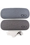 Rongyi 2 Pièces Étuis à Lunettes Toile de Lin Etui, Étui à Lunettes Rigide pour Femmes, pour Lunettes et Lunettes de Soleil a