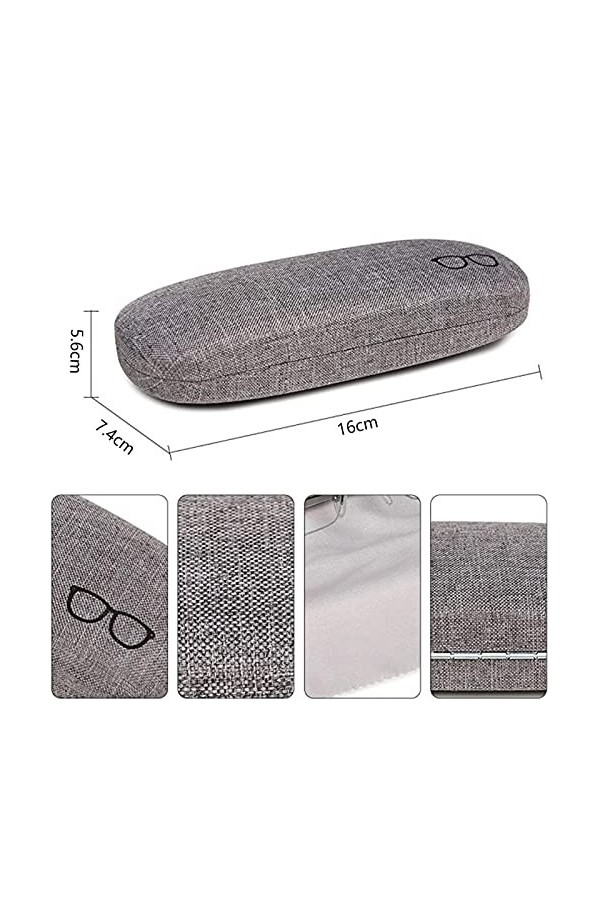 Rongyi 2 Pièces Étuis à Lunettes Toile de Lin Etui, Étui à Lunettes Rigide pour Femmes, pour Lunettes et Lunettes de Soleil a