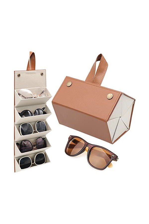 INHEMING Boîte Rangement Lunettes de Soleil,Organisateur de Lunettes de Soleil de Voyage Portable, Porte-Lunettes Mural Pliab