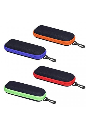Ktnyl 4 Pièces Étui Rigide Lunette, Étui à lunettes de Voyage, Etui Lunettes Souple, Étui à lunettes Fermeture Éclair Tissu, 