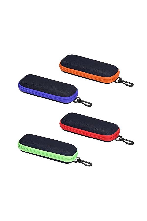 Ktnyl 4 Pièces Étui Rigide Lunette, Étui à lunettes de Voyage, Etui Lunettes Souple, Étui à lunettes Fermeture Éclair Tissu,