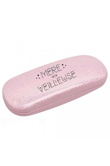 Taperso Etui a lunettes rose a paillette motif Maman merveilleuse