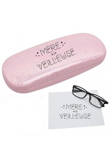 Taperso Etui a lunettes rose a paillette motif Maman merveilleuse