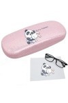 Taperso Etui a lunettes rose a paillette motif Panda et lapin personnalisable