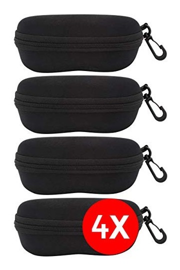 TBOC Étui Rigide à Lunettes de Soleil - [Pack 4 Unités] Boîte [Noire] Vue Protection Lecture Natation avec Clip Attache Ceiun