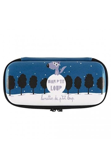 Derrière La Porte DLP : Étui à Lunettes - Mon Ptit Loup - Bleu Boitier Vue Soleil pour Enfant Garçon