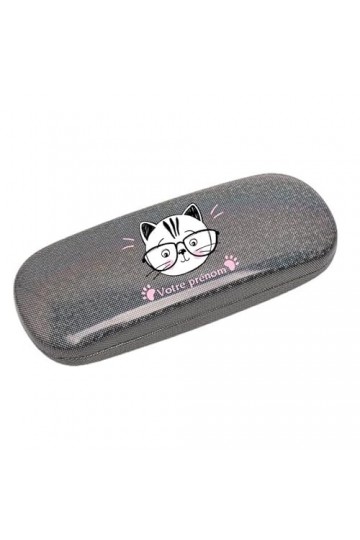 Taperso Etui noir lunettes paillettes chat personnalise
