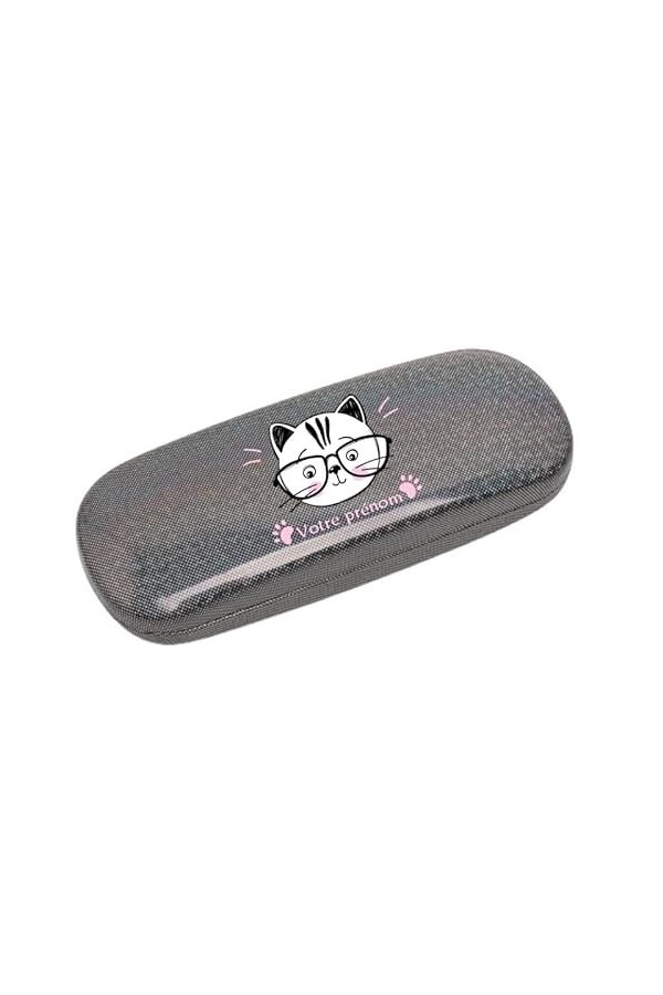 Taperso Etui noir lunettes paillettes chat personnalise