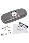 Taperso Etui noir lunettes paillettes chat personnalise