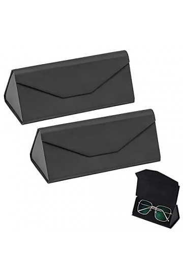 2 Pièces Lunettes Etui Lunettes, Housse de protection pour lunettes, Étui à Lunettes Magnétique, avec 2 Chiffon à Lunettes, É