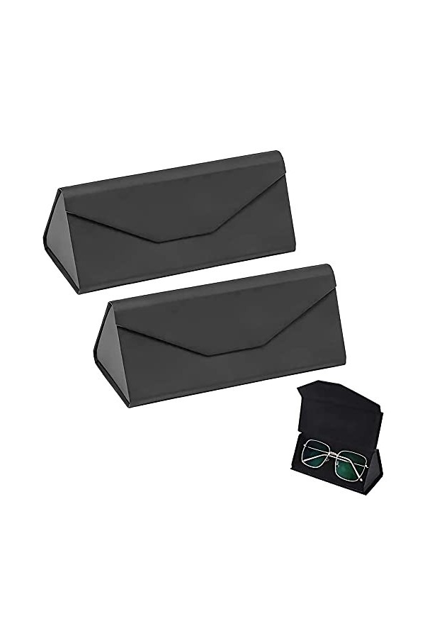 2 Pièces Lunettes Etui Lunettes, Housse de protection pour lunettes, Étui à Lunettes Magnétique, avec 2 Chiffon à Lunettes, É