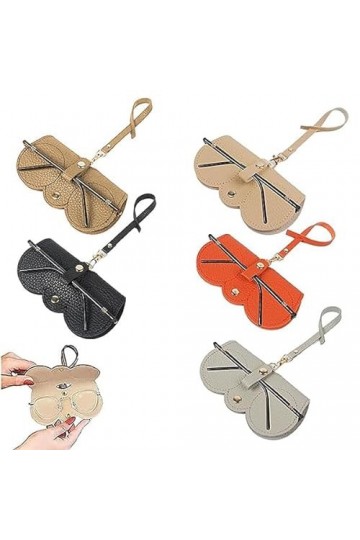 XOPOZON Lot de 5 étuis à lunettes de soleil en cuir souple, étui portable pour lunettes de soleil avec cordon de rangement po