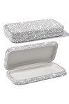 JSCARLIFE Étui à lunettes en cristal brillant avec strass et coque rigide, Argenté, Medium