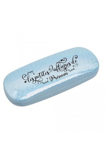 Taperso Etui a lunettes bleu a paillette motif Les petites affaires de personnalisable