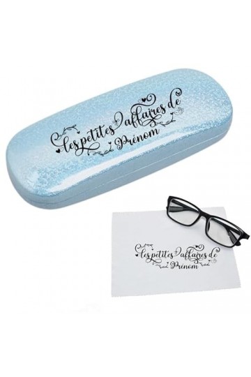 Taperso Etui a lunettes bleu a paillette motif Les petites affaires de personnalisable