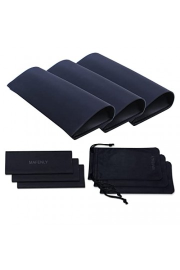 MAFENLY 2 ensembles Étui à lunettes et chiffon pour lunettes, Lot de 3 Ruanbao noir, Small