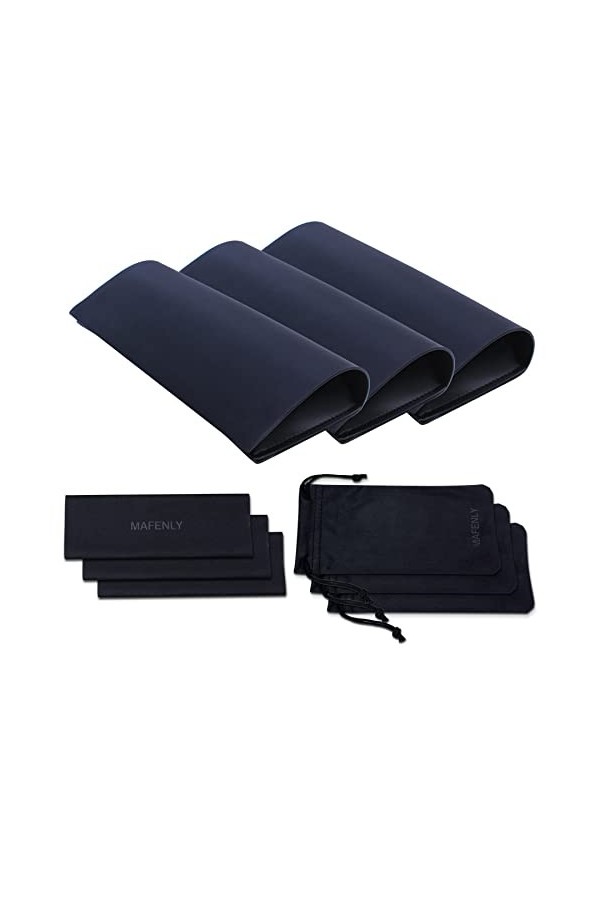 MAFENLY 2 ensembles Étui à lunettes et chiffon pour lunettes, Lot de 3 Ruanbao noir, Small
