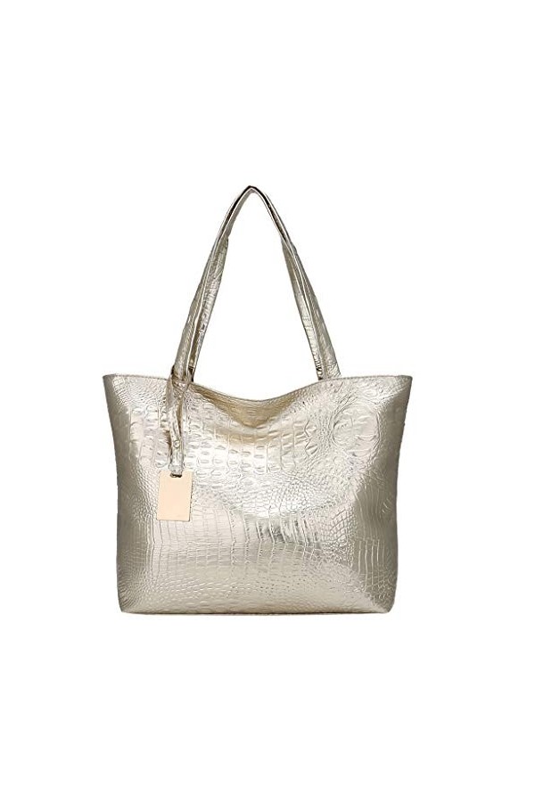 Sac à main tendance de capacité solide pour femmes - Grand sac fourre-tout doré, taille unique 