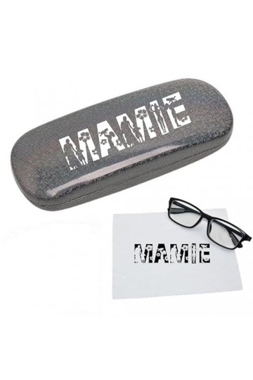 Taperso Etui a lunettes Noir a paillette motif avec votre prenom mamie maman personnalisable