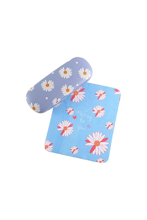 LFYXCW Étui à lunettes pour femmes et filles - Étui de protection rigide avec chiffon de nettoyage, Étui à lunettes bleu, tai