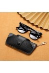 LAKYMIE Étui à lunettes de soleil en cuir PU avec clip pour homme et femme Noir, Noir , taille unique