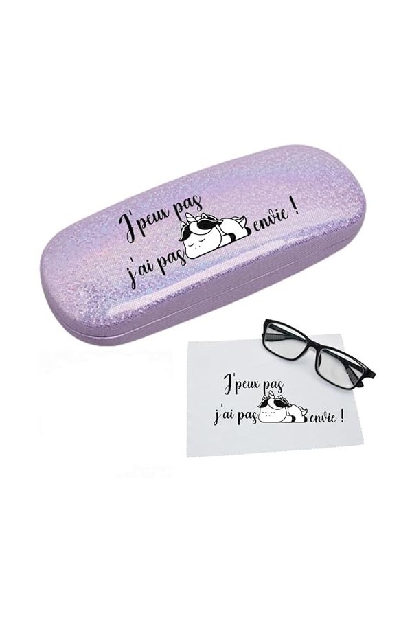 Taperso Etui a lunettes violet a paillette motif Licorne jpeux pas