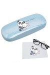 Taperso Etui a lunettes bleu a paillette motif Panda et lapin personnalisable