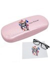 Etui a lunettes rose a paillette motif Tete de mort mexicaine calavera personnalisable