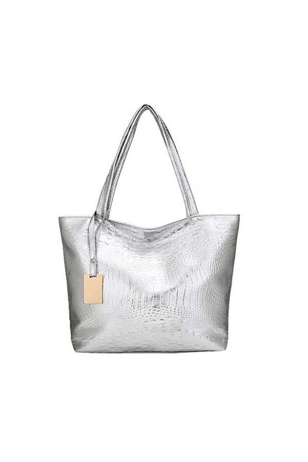 Sac à main tendance de capacité solide pour femmes - Grand sac fourre-tout doré, taille unique 