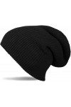 styleBREAKER Bonnet tricoté, Slouch, Bonnet tricoté trop Long, doublement tricoté, Chaud, Unisexe 04024004, Couleur:Noir