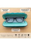LAGO TERRA Étui à lunettes rigide imprimé hérisson, Vert, M