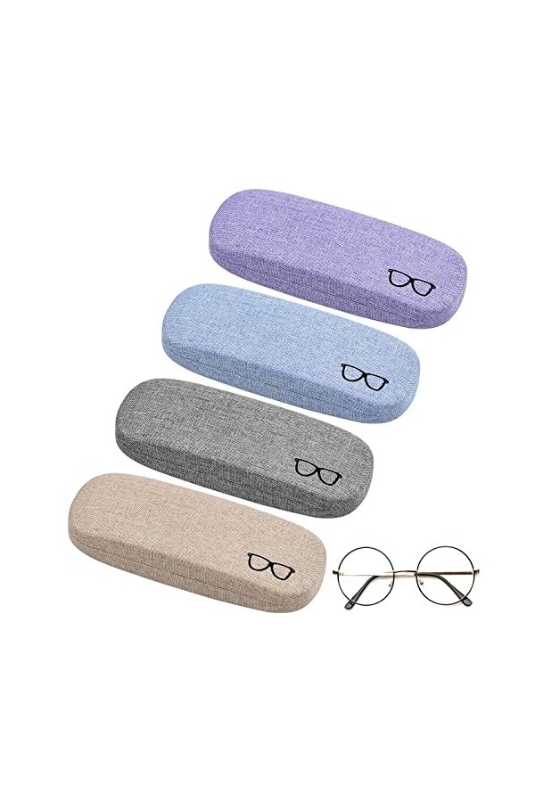 Lot de 4 étuis à lunettes rigides portables pour lunettes et lunettes de soleil