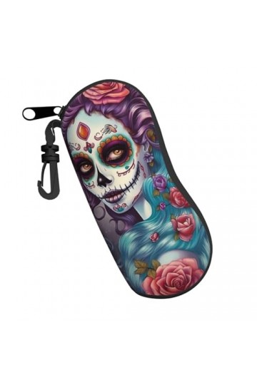 YAXRO Étui à lunettes avec motif tête de mort Mexicana pour fille, adapté pour les voyages, les études et le travail, Noir , 