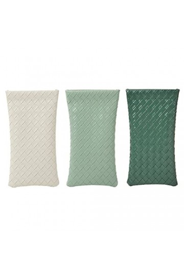 FOMIYES Lot de 3 étuis à lunettes en cuir synthétique tissé avec boucle pour lunettes de soleil - Portable - Anti-rayures - L