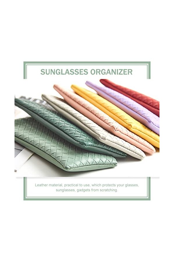 FOMIYES Lot de 3 étuis à lunettes en cuir synthétique tissé avec boucle pour lunettes de soleil - Portable - Anti-rayures - L