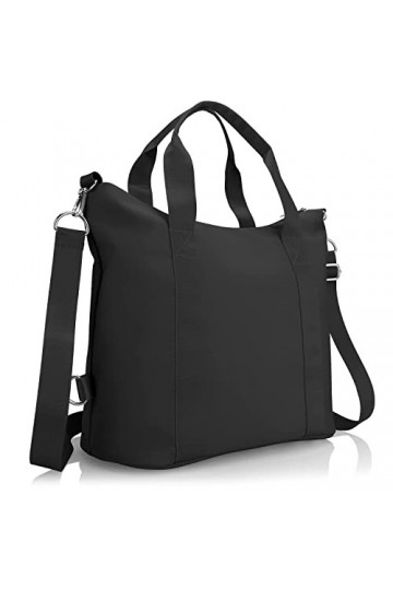 dobsechs Grand sac fourre-tout imperméable noir pour femme, grande capacité, sac à bandoulière avec fermeture éclair, sac à p
