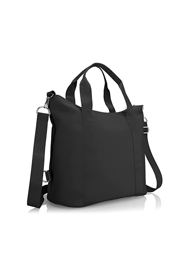dobsechs Grand sac fourre-tout imperméable noir pour femme, grande capacité, sac à bandoulière avec fermeture éclair, sac à p