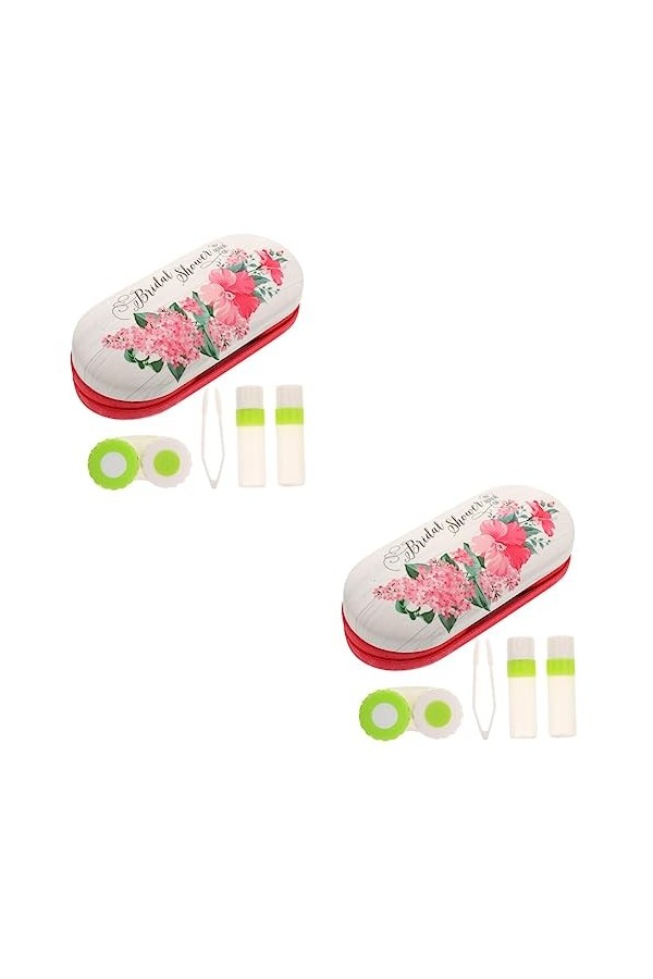 Lurrose 1 Jeu Étui à Lunettes Double Couche Étui à Lunettes Avec Pince à Miroir Pinces à Lentilles Étui à Lunettes Personnali