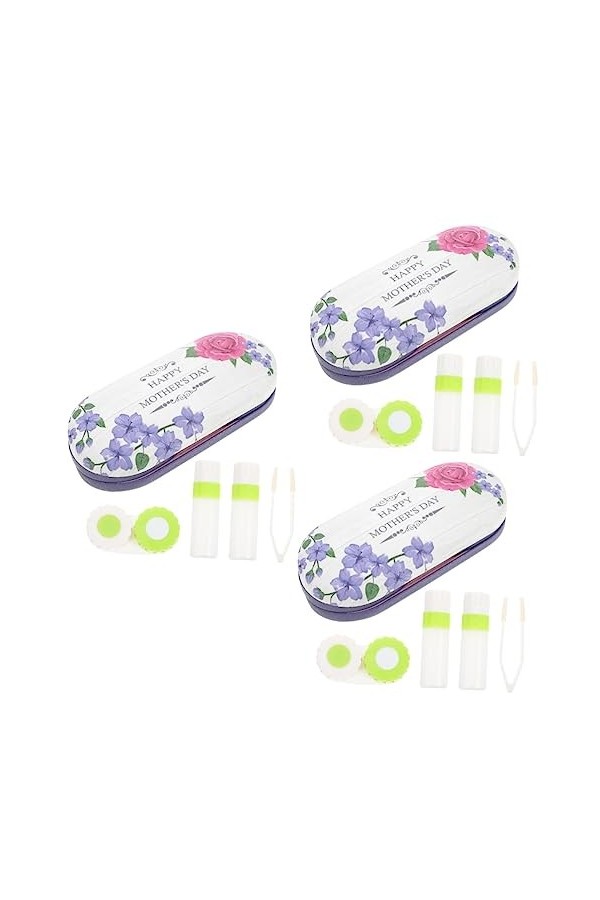 Lurrose 1 Jeu Étui à Lunettes Double Couche Étui à Lunettes Avec Pince à Miroir Pinces à Lentilles Étui à Lunettes Personnali