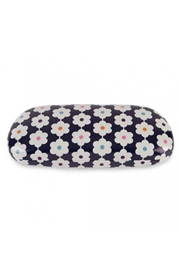 LAGO TERRA Étui à lunettes rigide avec imprimé floral rétro, Daisy Chain Bleu marine taille M , M