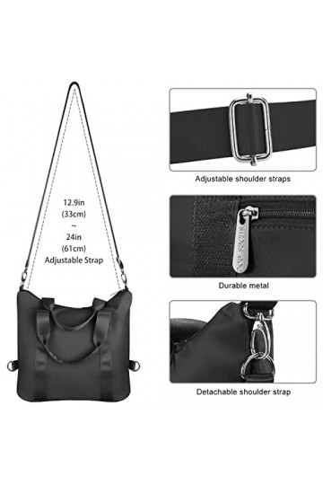 dobsechs Grand sac fourre-tout imperméable noir pour femme, grande capacité, sac à bandoulière avec fermeture éclair, sac à p