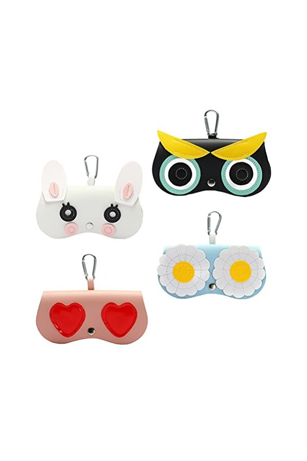 DOITOOL Lot de 4 sacs à lunettes avec crochet pour femme et fille
