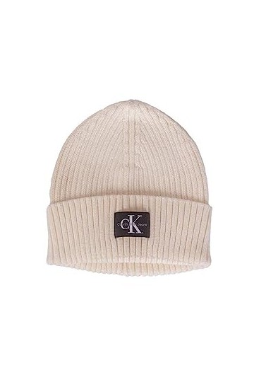 Calvin Klein Bonnet Laine à Logo patché Femme