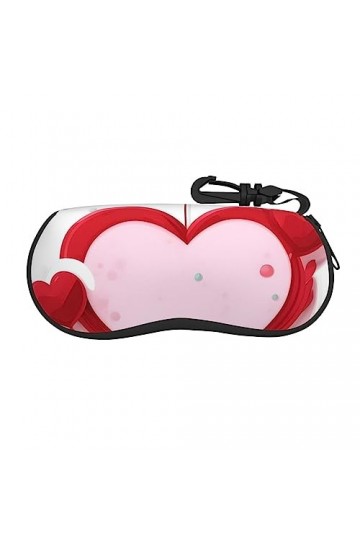 ZYVIA Little Red Heart Étui à lunettes en néoprène souple pour homme et femme Compatible avec la plupart des tailles de lunet