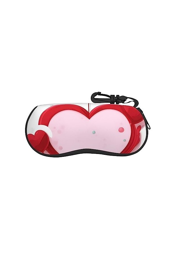 ZYVIA Little Red Heart Étui à lunettes en néoprène souple pour homme et femme Compatible avec la plupart des tailles de lunet