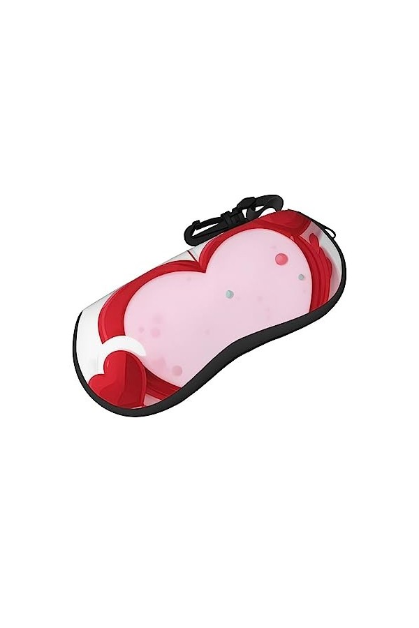 ZYVIA Little Red Heart Étui à lunettes en néoprène souple pour homme et femme Compatible avec la plupart des tailles de lunet