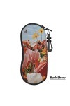 Étui à lunettes ultra léger avec clip ceinture et fermeture éclair Motif papillons, tulipes et fleurs, Noir , taille unique