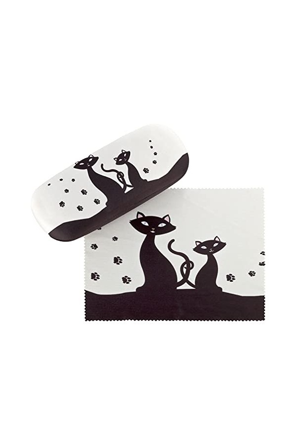 von Lilienfeld Étui Lunettes Boîte Robuste Cadeau Étui Lunettes de Soleil Chiffon de Nettoyage Chat Noir