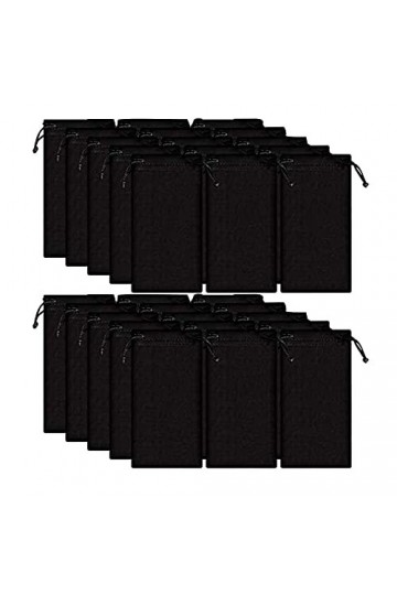 50 pièces Étuis à lunettes souple Etui de protection en microfibre noir Etui de nettoyage Lunettes de soleil Lunettes de vue 