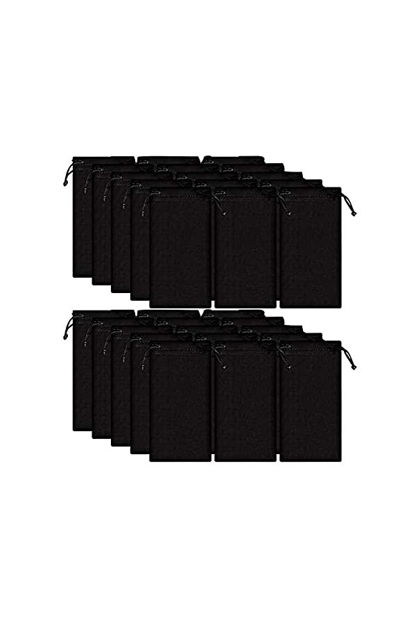 50 pièces Étuis à lunettes souple Etui de protection en microfibre noir Etui de nettoyage Lunettes de soleil Lunettes de vue 